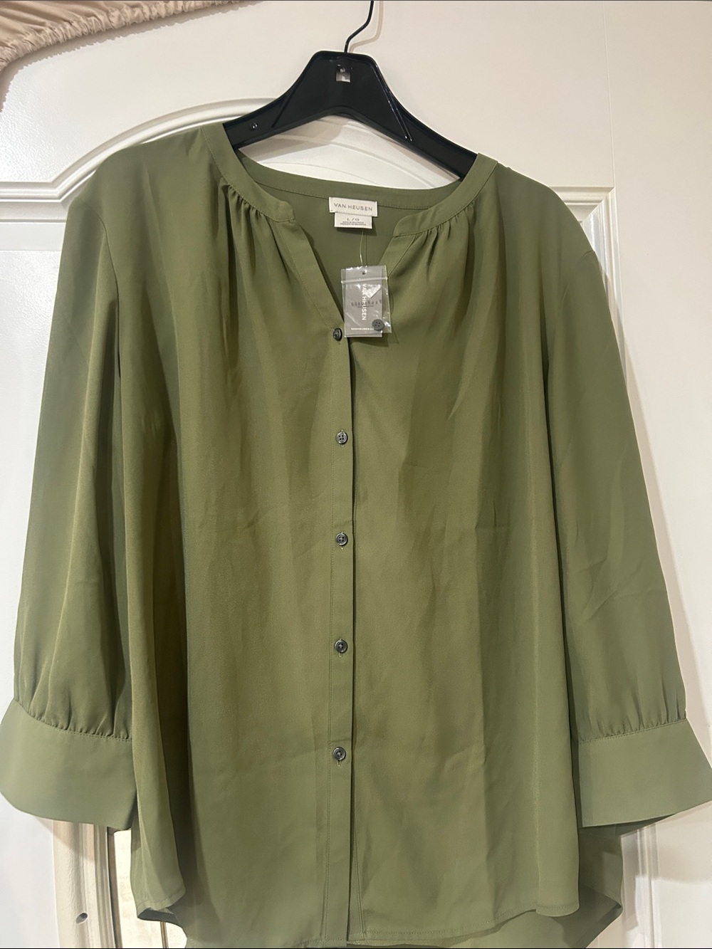 Van Heusen Olive Green Button-Down Blouse